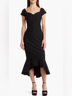 NWT Lulu's Black Sweetheart High-Low Mermaid Midi Dress